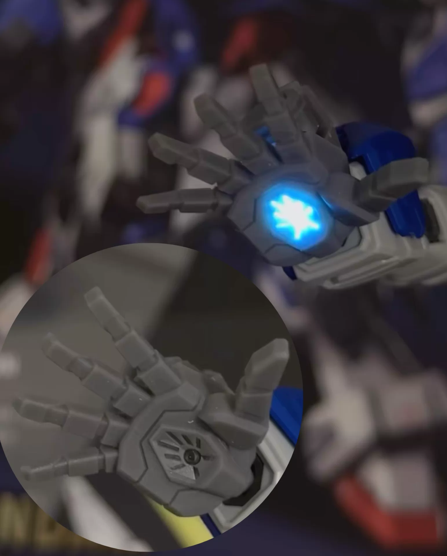 [3D printed pieces] MGSD Destiny Gundam - Hand Cannon / Palm Blast Effect Parts with Magnetic LED