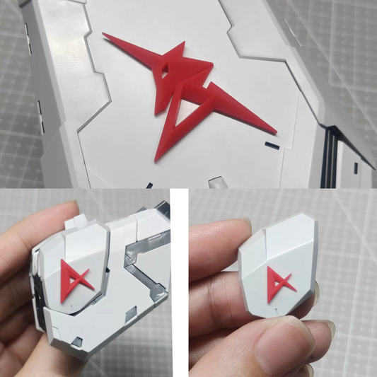 [3D printed pieces] PGU Nu Gundam Shield & Shoulder Magnetic Emblem Relief