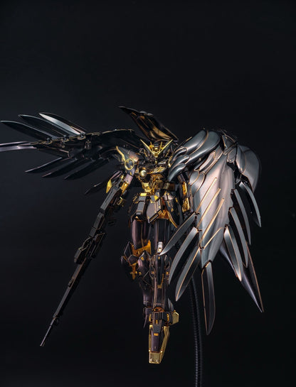 [Custom Electroplating] Bandai MG 1/100 XXXG‑00W0 Wing Gundam Zero EW Ver.Ka  (Titanium Black With Gilded Gold Electroplating Color Scheme) Model Kit