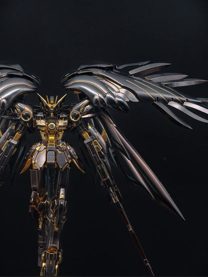 [Custom Electroplating] Bandai MG 1/100 XXXG‑00W0 Wing Gundam Zero EW Ver.Ka  (Titanium Black With Gilded Gold Electroplating Color Scheme) Model Kit