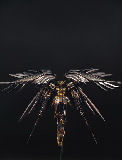 [Custom Electroplating] Bandai MG 1/100 XXXG‑00W0 Wing Gundam Zero EW Ver.Ka  (Titanium Black With Gilded Gold Electroplating Color Scheme) Model Kit