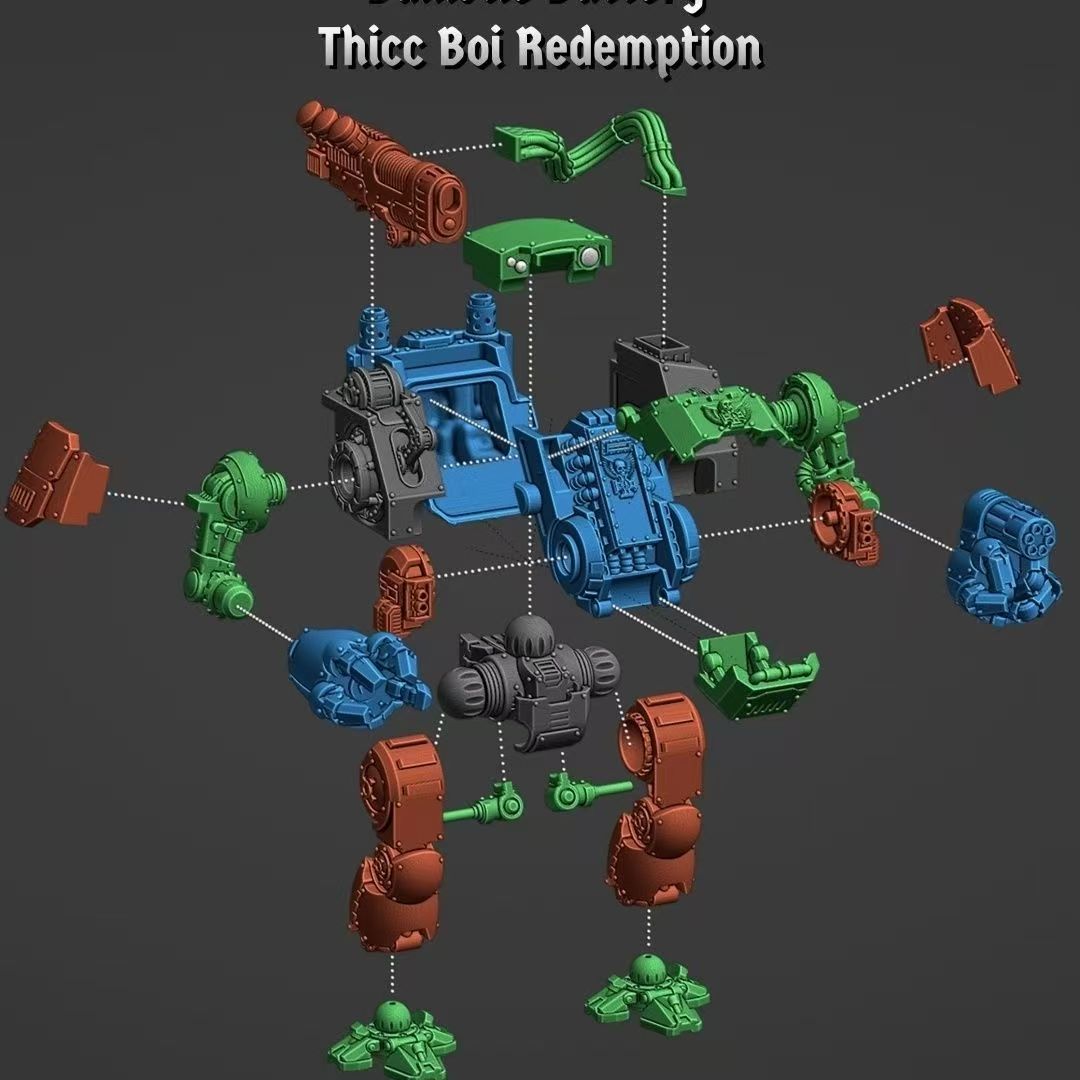 [Warhammer] Warhammer 40K Unpainted Model, Redemptor Dreadnought Enhanced Firepower with Gatling & Ion Cannon