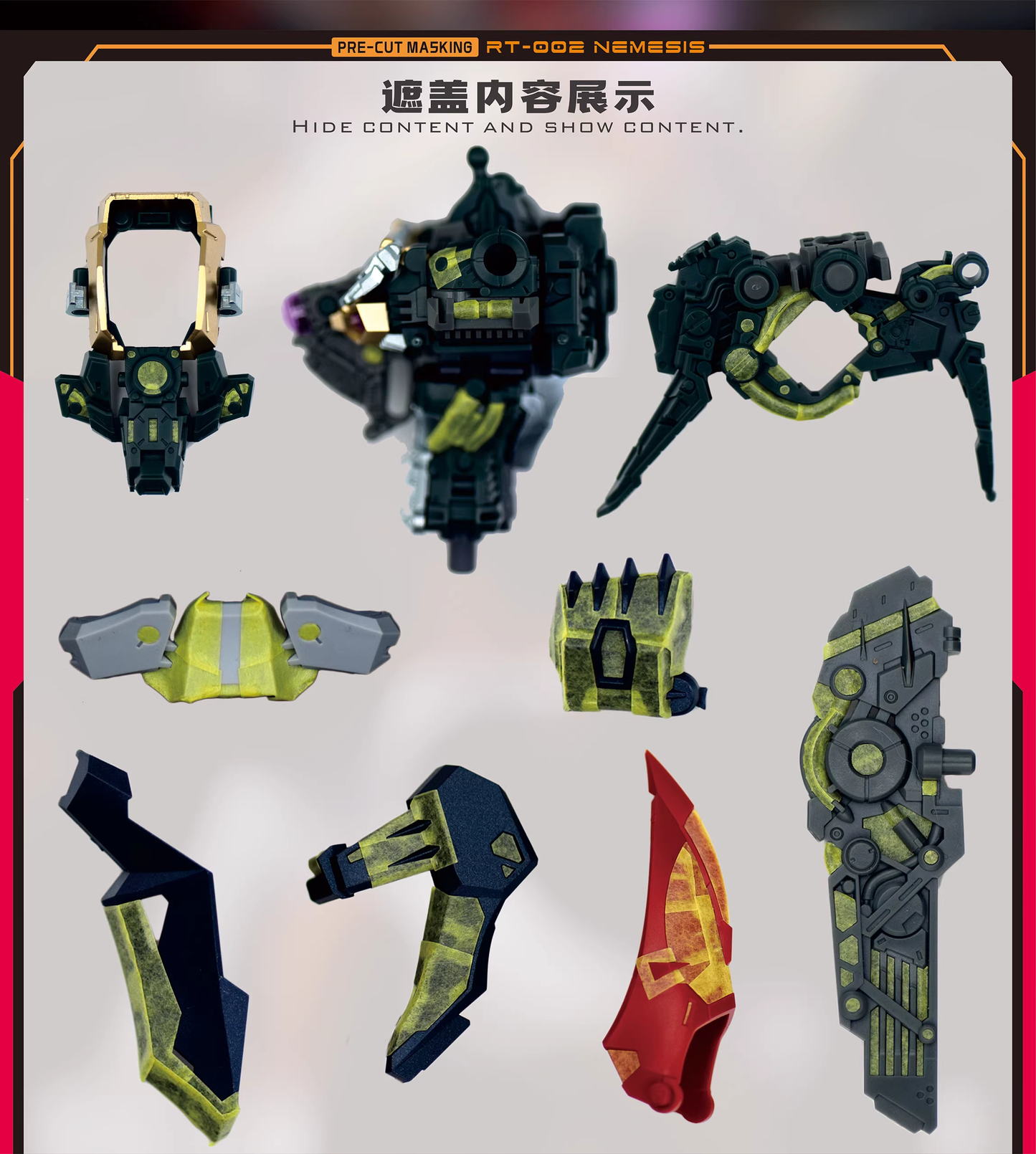 [Pre-cut Masking] NewC Pre-cutting Masking Tape for 1/100 RT-002 Nemesis Advanced Strategic Revenge Titan Platform Spray Covering Tape Hobby DIY