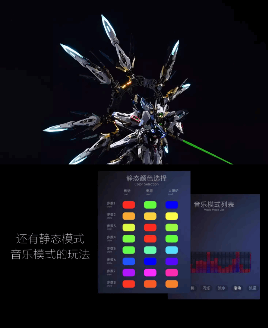 KOSMOS  remote APP control colorful RGB LED Unit for MG 1/100 Apocalypse model - ModelInterspace