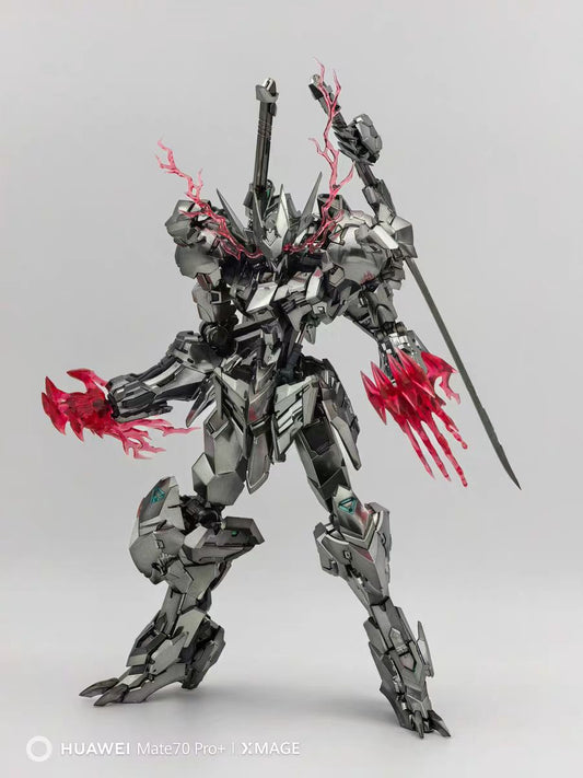 [Color customization] WOLF TECH 1/100 MG detail up Barbatos Lupus Rex king (Electroplated Silver color scheme) model kit