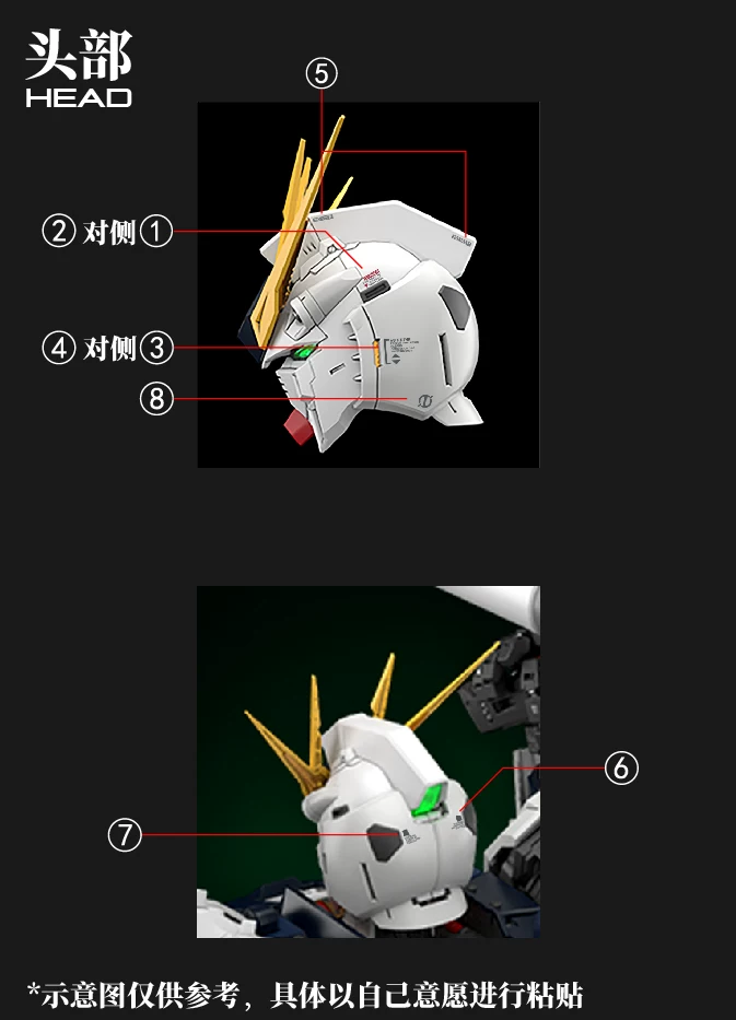 [Water decals] Decals for PG Unleashed 1/60 Nu Gundam Model Water Decals Waterslide
