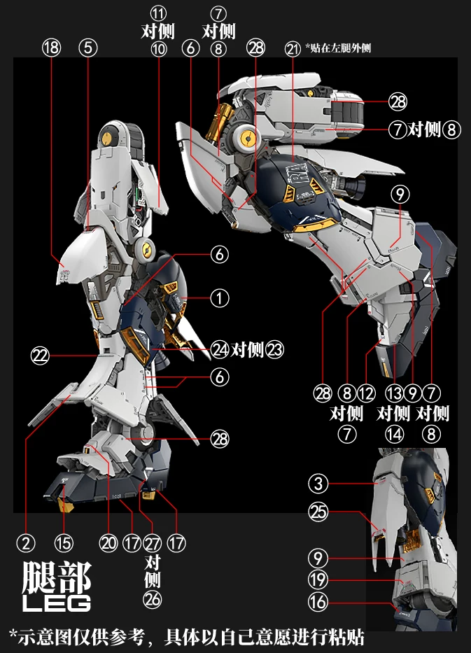 [Water decals] Decals for PG Unleashed 1/60 Nu Gundam Model Water Decals Waterslide