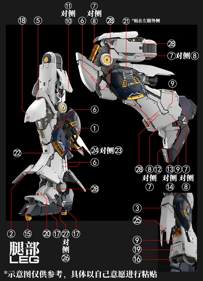 [Water decals] Decals for PG Unleashed 1/60 Nu Gundam Model Water Decals Waterslide