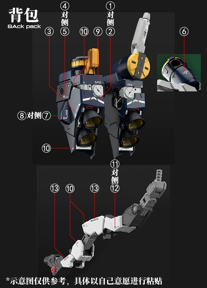 [Water decals] Decals for PG Unleashed 1/60 Nu Gundam Model Water Decals Waterslide