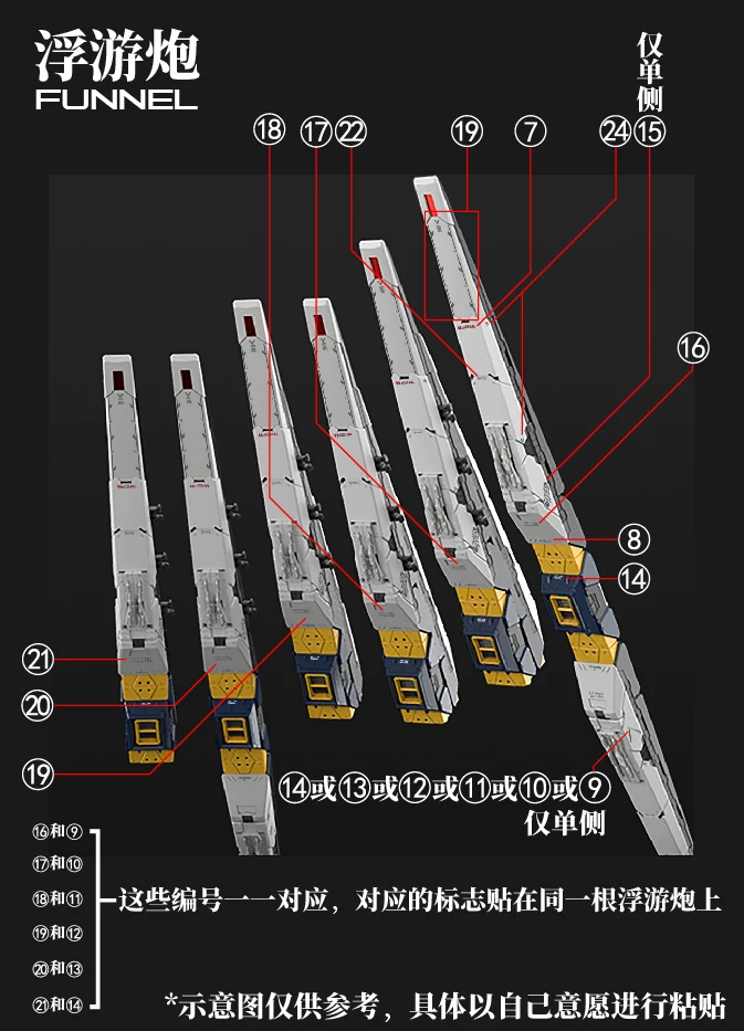 [Water decals] Decals for PG Unleashed 1/60 Nu Gundam Model Water Decals Waterslide