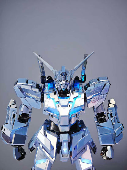 [Custom Electroplating] MGEX Unicorn 1/100 RX-0 Assembly (Iridescent Silver Electroplating Color Scheme) Model Kit
