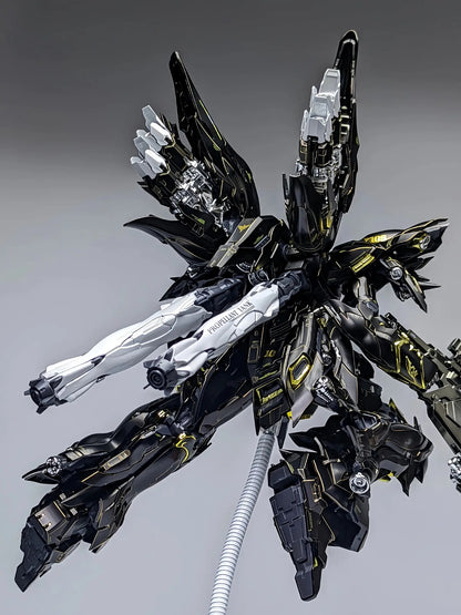 [Custom Electroplating] Comet Technology-01-Crimson Drei MG 1/100 GK Sinanju (Titanium Black With Gilded Gold Electroplating Color Scheme) Model Kit