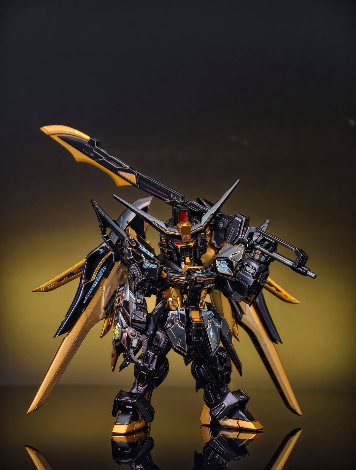 [Custom Electroplating] Bandai MGSD Destiny Gundam ZGMF-X42S (Titanium Black With Gilded Gold Electroplating) Model Kit