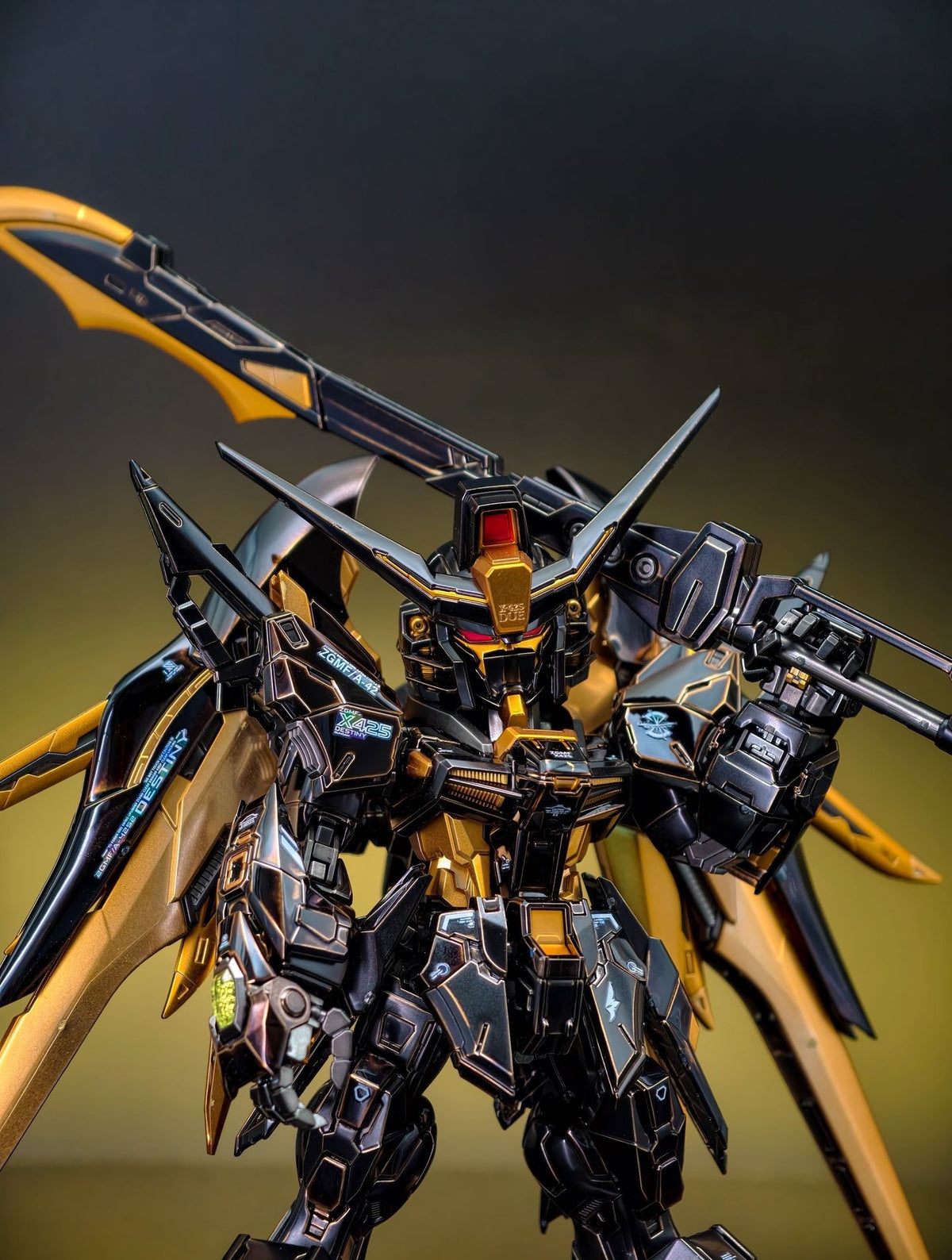 [Custom Electroplating] Bandai MGSD Destiny Gundam ZGMF-X42S (Titanium Black With Gilded Gold Electroplating) Model Kit