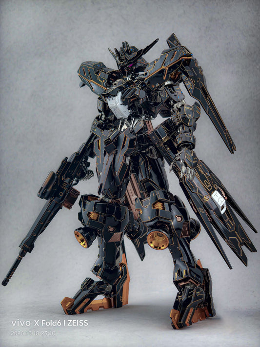 [Custom Electroplating] Bandai MG 1/100 ASW-G-XX Gundam Vidar (Titanium Black With Gilded Gold Electroplating Color Scheme) Model Kit