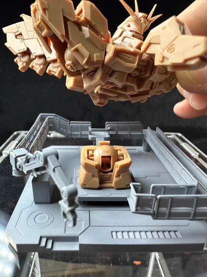 [3D printed parts] Hi-ν Articulated Bust Maintenance Base Set - 14K Ultra-High Precision | Armor Explosion + Hatch Opening + Spherical Cockpit Removable