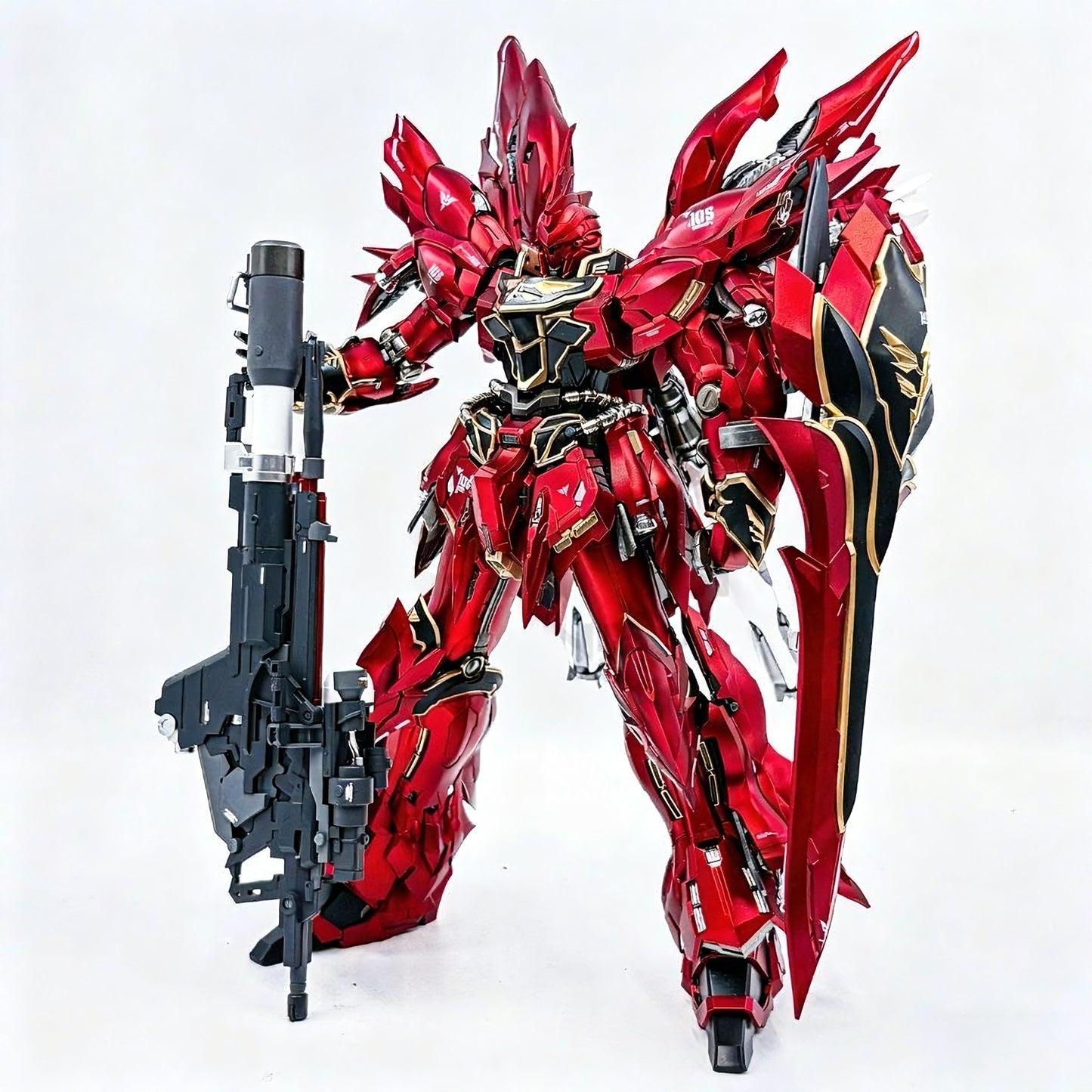 [Color customization]Meteor Tech-01-Crimson Drei MG 1/100 GK Sinanju Model Kit（Matting red electroplating color scheme）Model Kit