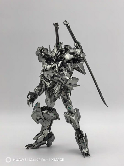 [Color customization] WOLF TECH 1/100 MG detail up Barbatos Lupus Rex king (Electroplated Silver color scheme) model kit