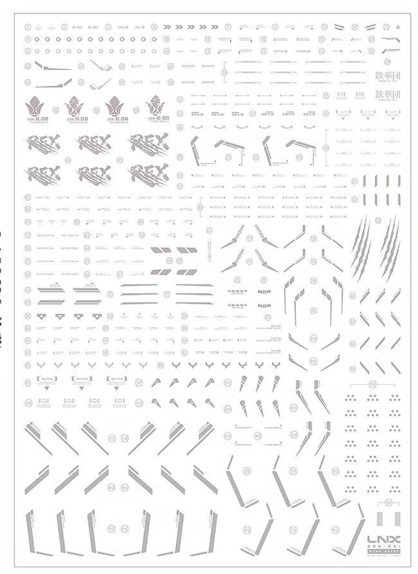 [Water decals] LNX Decal High Precision Water Slide Decal - For 1/100 WOLF TECH/LUNAVOR Barbatos Model