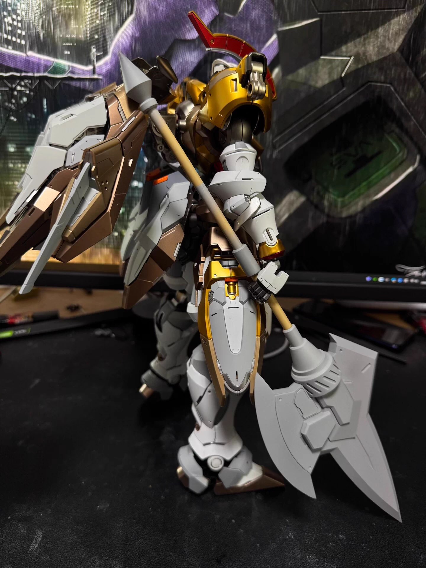[3D printed parts] Nilson Works PG 1/60 Monument Tallgeese parts (Head+Shoulder+Whip+Long Axe)-airlift