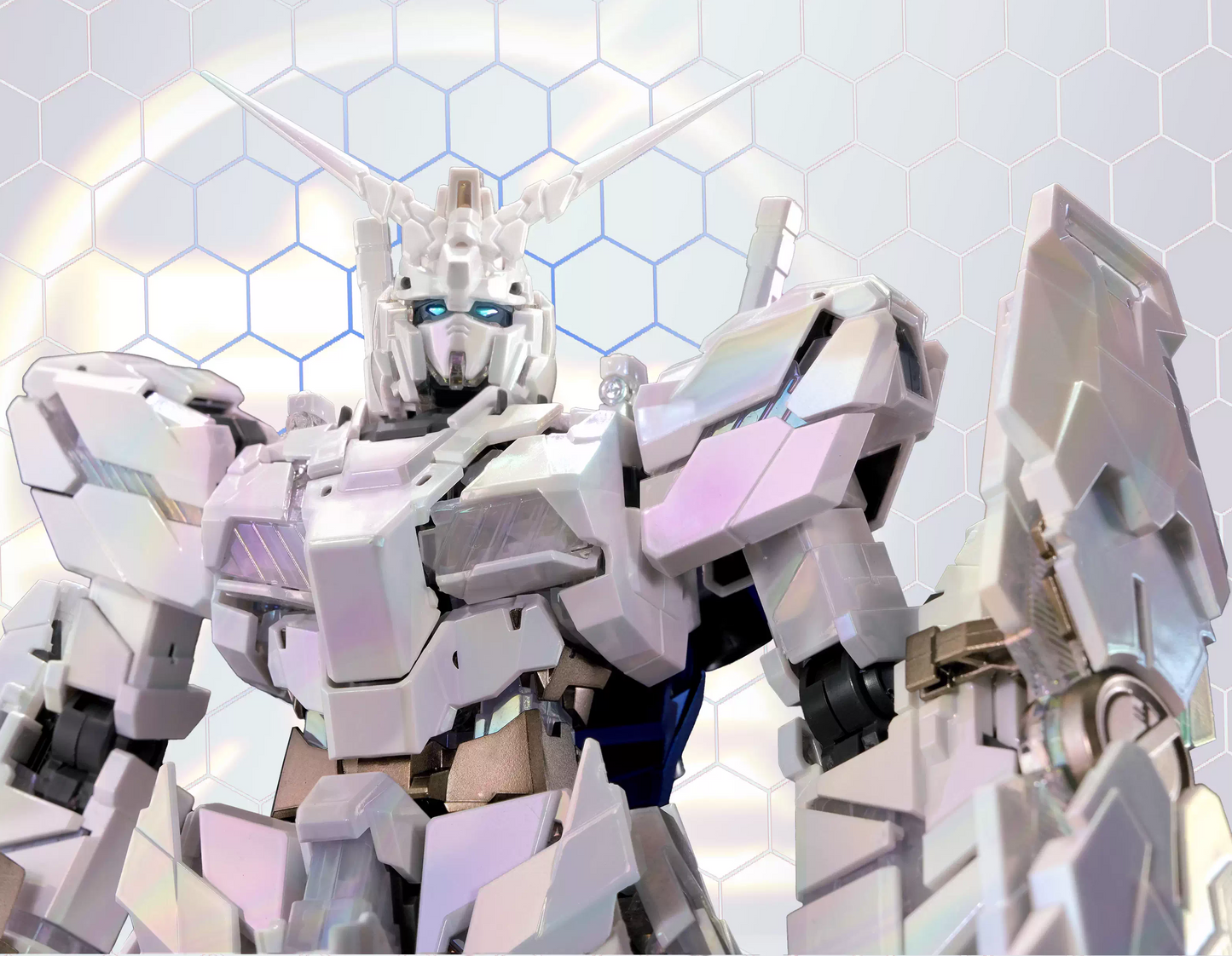 [Custom Electroplating] MGEX Unicorn Ver.Ka 1/100 RX-0 Assembly (Electroplated Iridescent white color scheme) Model Kit