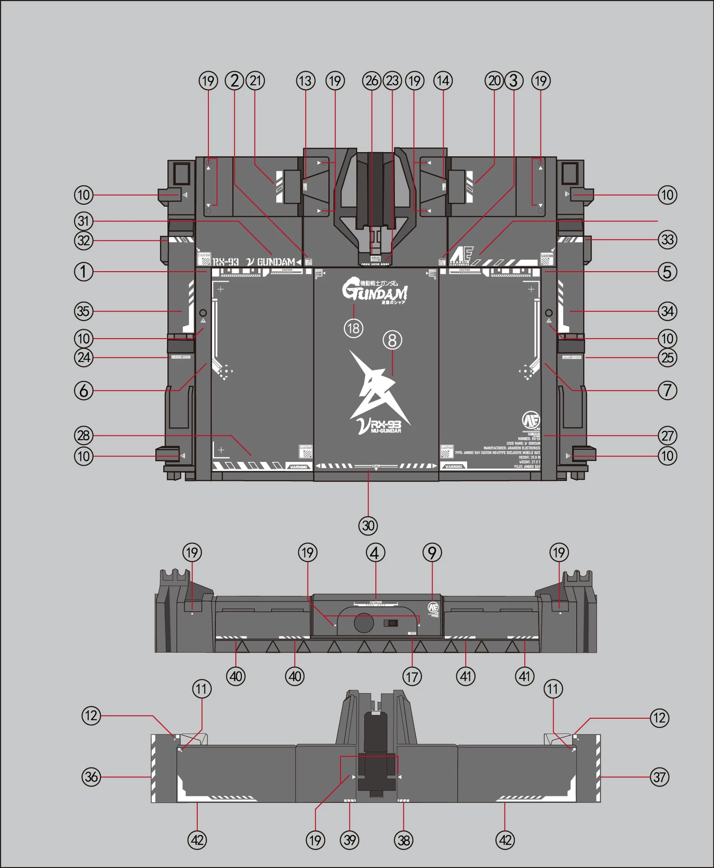 [Water decals] Decals for PG Unleashed 1/60 Nu Gundam Stand Model Water Decals Waterslide