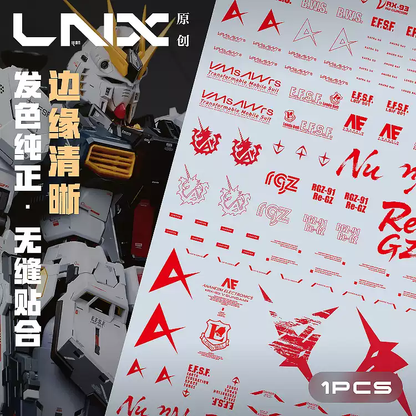 [Water decals] LNX Decals Metallic red for NU Gundam Model Water Decals Waterslide Metallic red waterslide decal