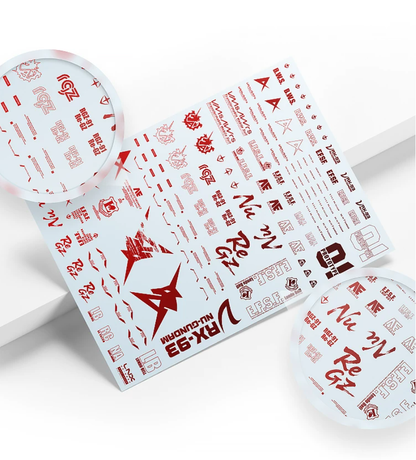 [Water decals] LNX Decals Metallic red for NU Gundam Model Water Decals Waterslide Metallic red waterslide decal