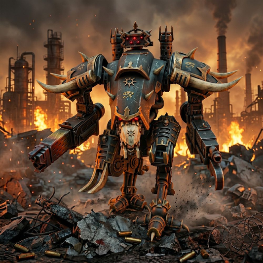 [Warhammer] Warhammer 40K WAR DOG BRIGANDS Warhound-class Chaos Knight, Khorne Style | High-Precision UV Resin 3D Print Unpainted